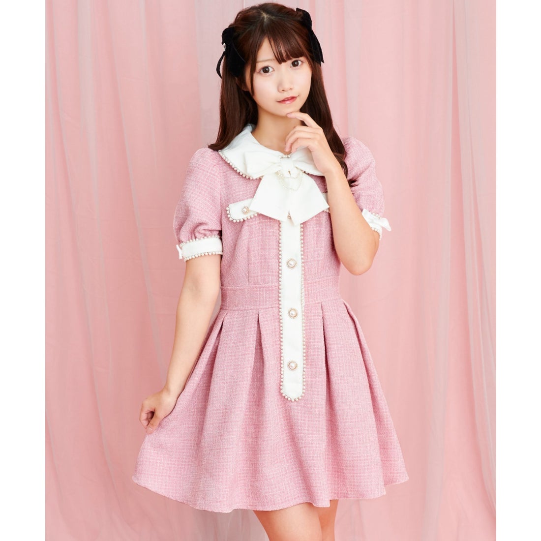 シークレットハニー Secret Honey パールツイードワンピース （ピンク