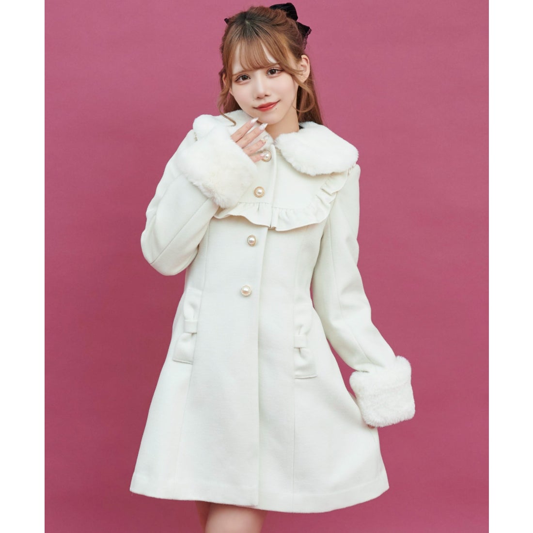 シークレットハニー Secret Honey ヨークフリルリボンポケットコート