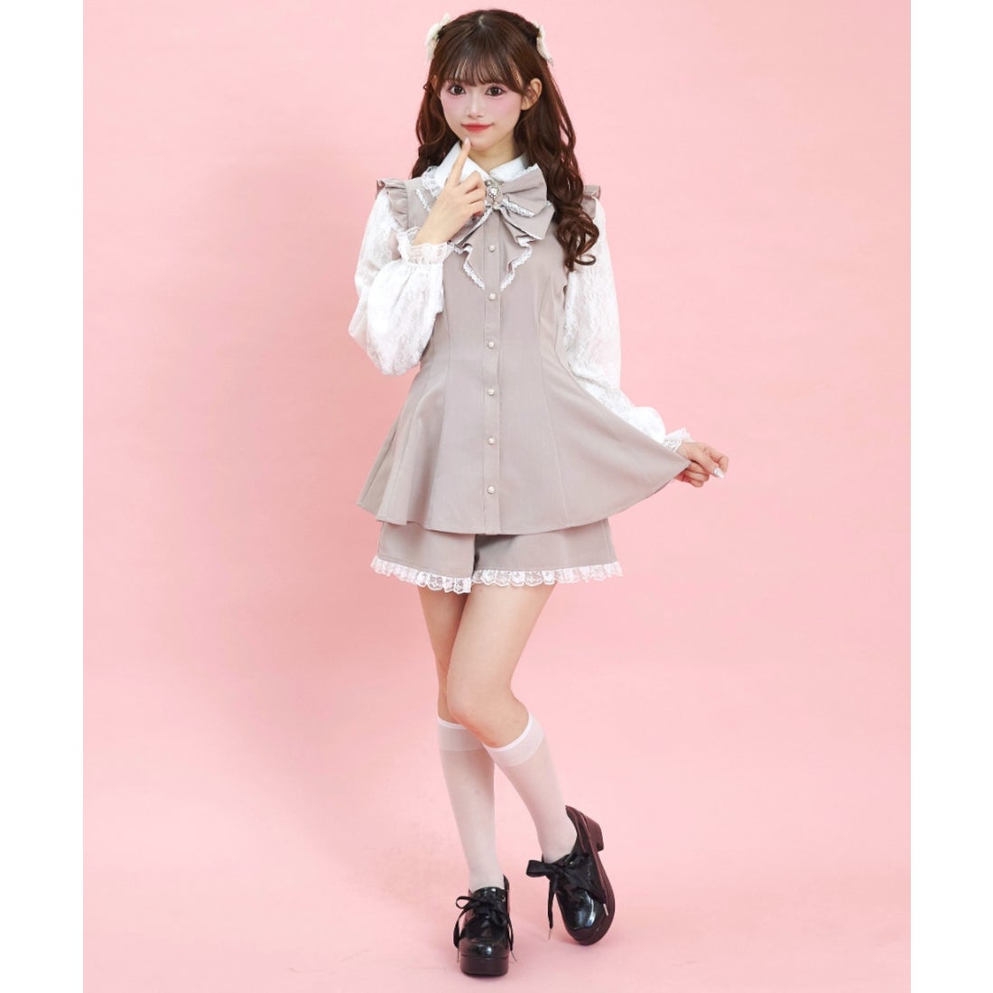 シークレットハニー Secret Honey レース袖ラッフルセットアップ