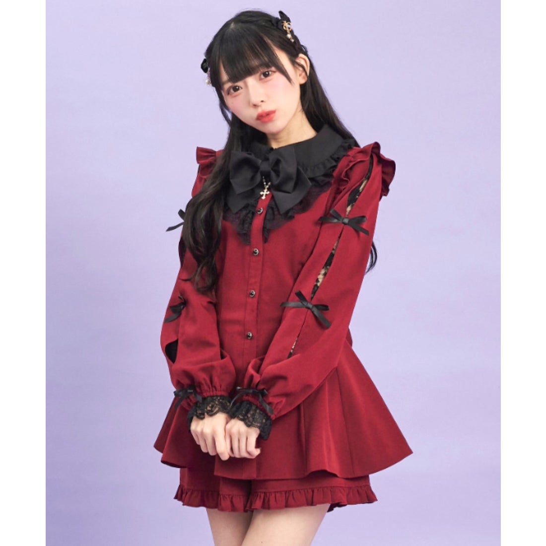 シークレットハニー Secret Honey 袖スリットレースフリルセットアップ