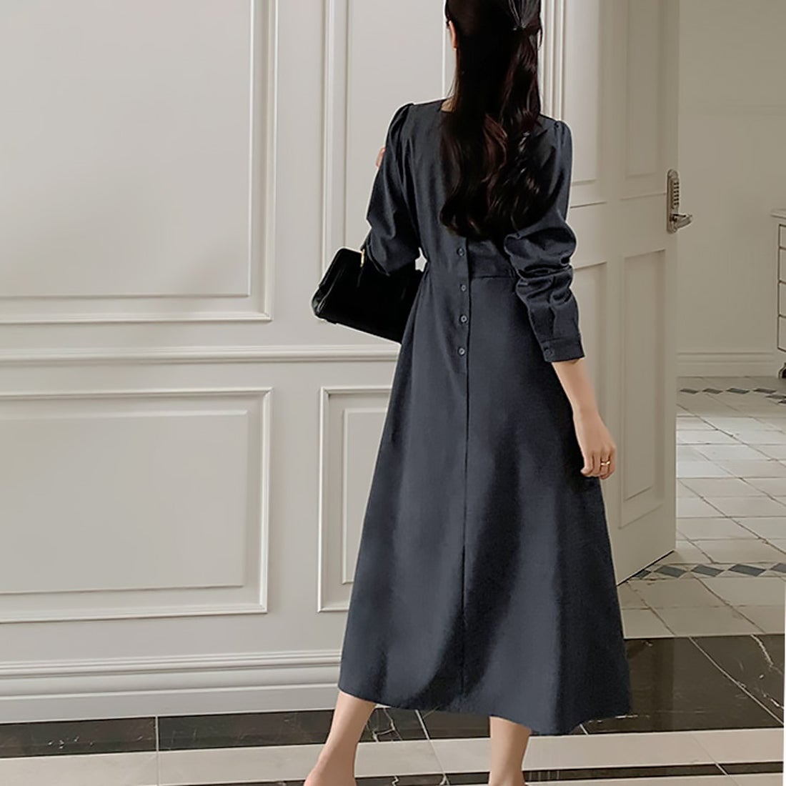 スニープディップ SneepDip 【17579】バックボタンきれいめワンピース