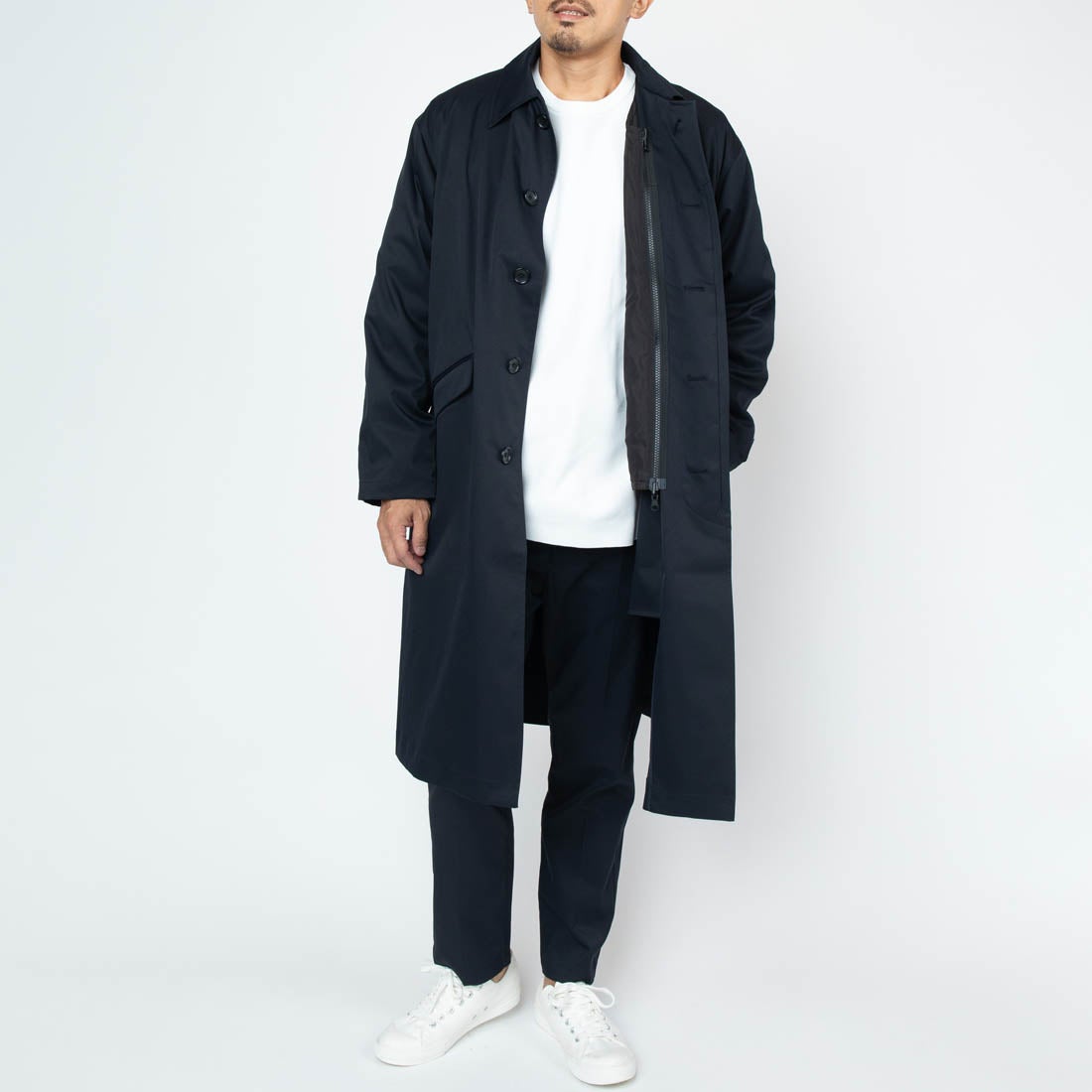 洗える3WAYステンカラーコート ・ライナー付き （ダークネイビー