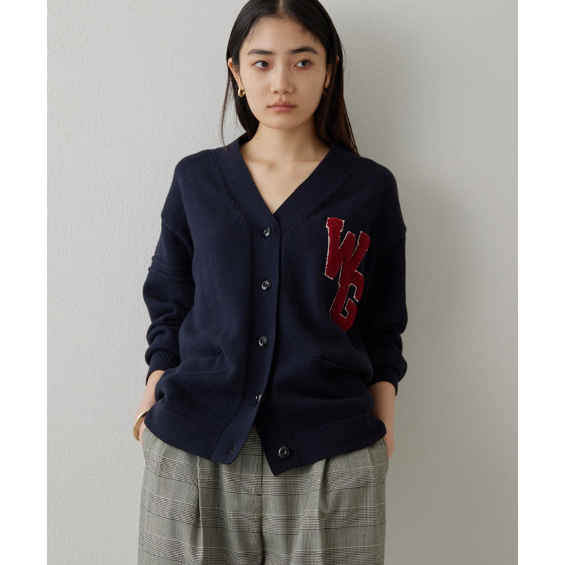 ウィムガゼット Whim Gazette ワッペンニットカーディガン （navy