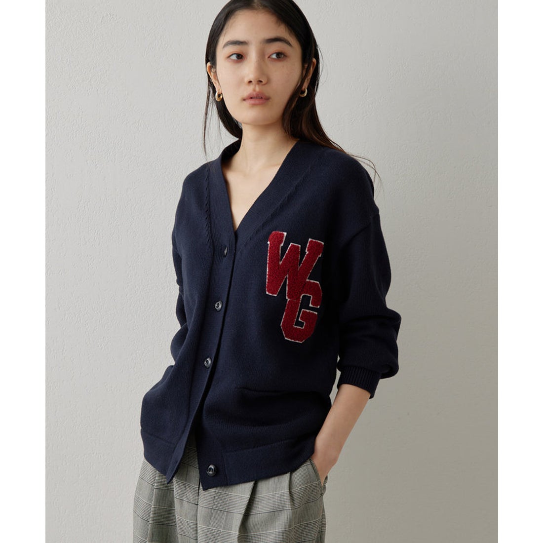 ウィムガゼット Whim Gazette ワッペンニットカーディガン （navy
