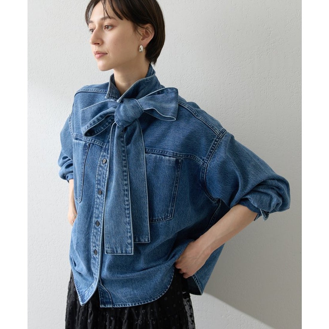 ウィムガゼット Whim Gazette デニムボウタイシャツ （blue