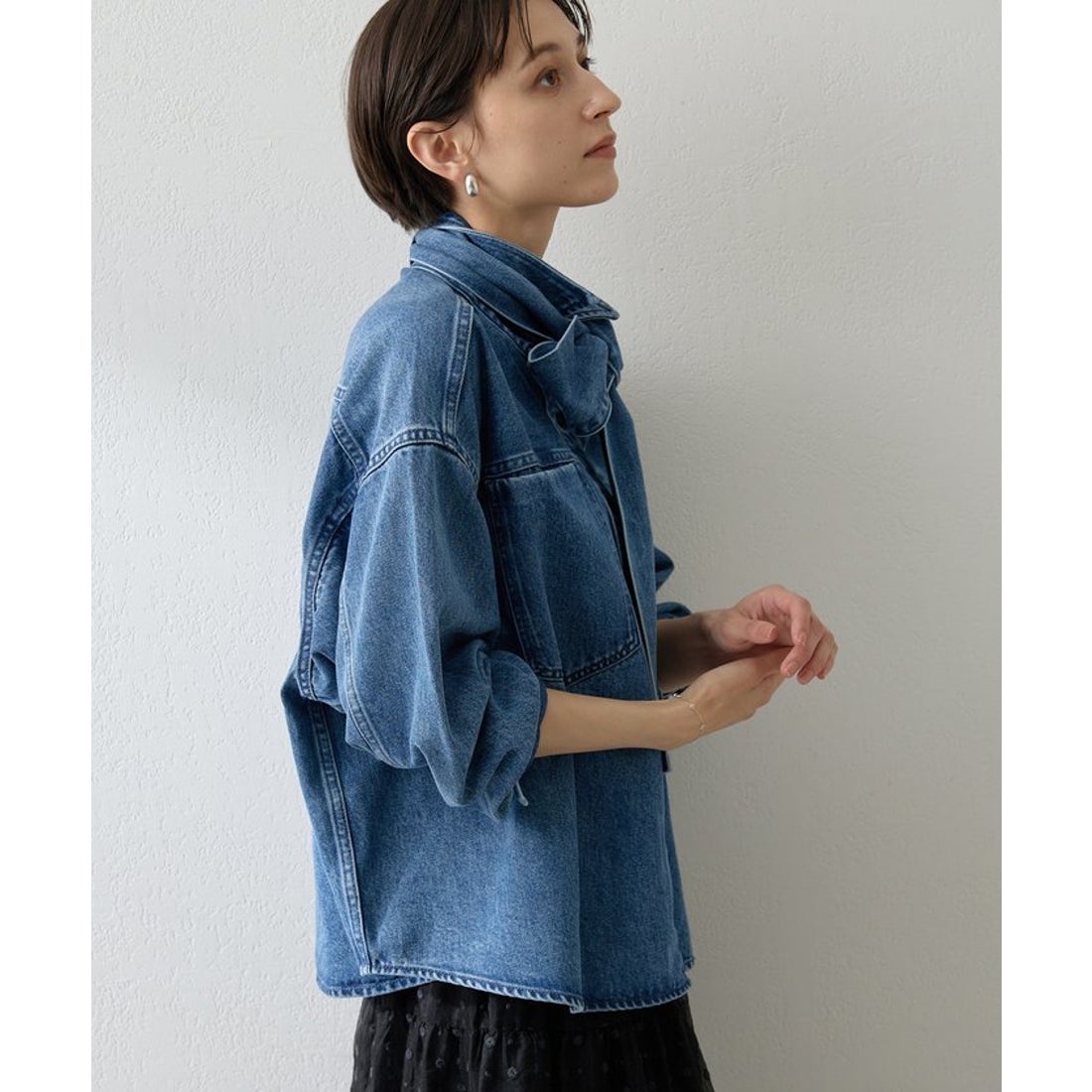 ウィムガゼット Whim Gazette デニムボウタイシャツ （blue