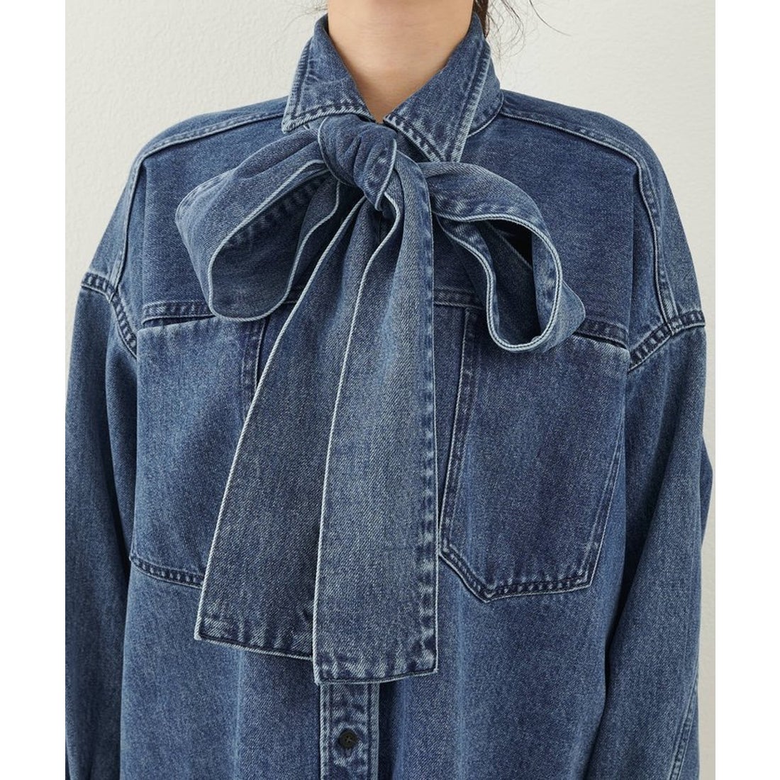 ウィムガゼット Whim Gazette デニムボウタイシャツ （blue