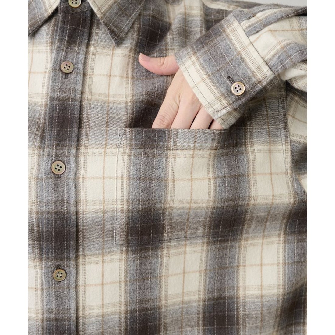 ウィムガゼット Whim Gazette シャギーチェックシャツ （gray