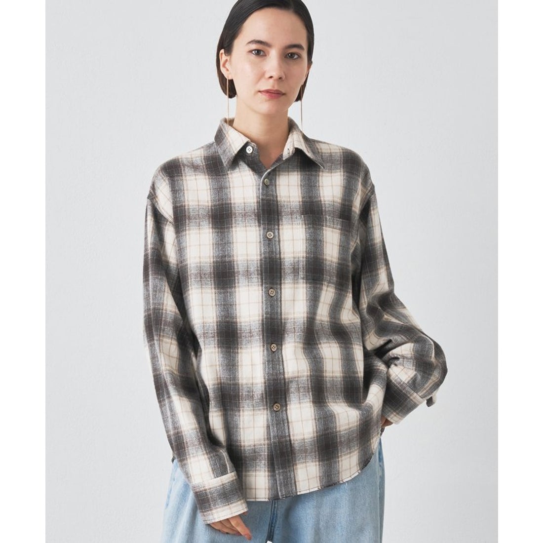 ウィムガゼット Whim Gazette シャギーチェックシャツ （gray