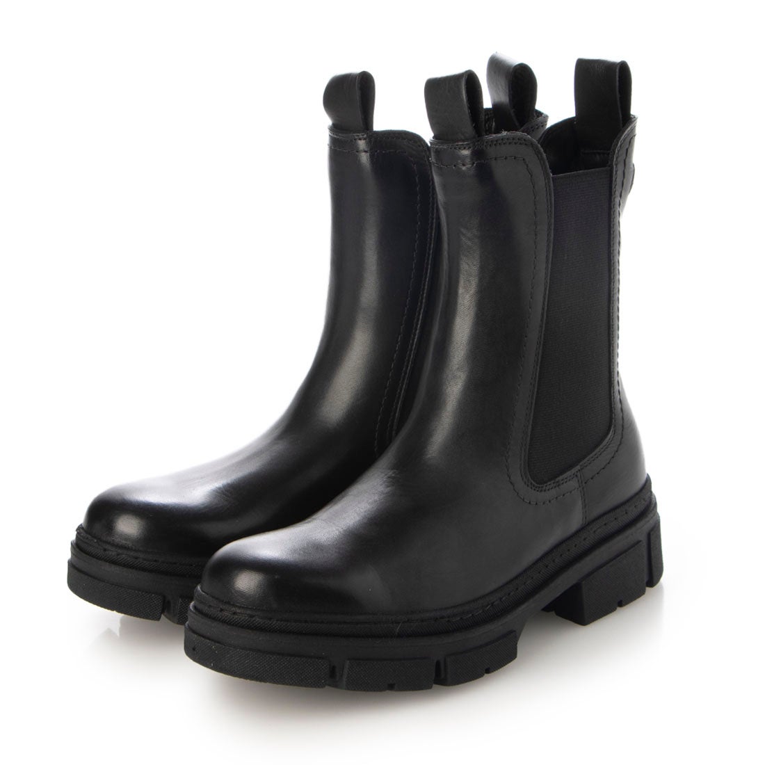 タマリス Tamaris 本革サイドゴアブーツ （ブラック） -レディース