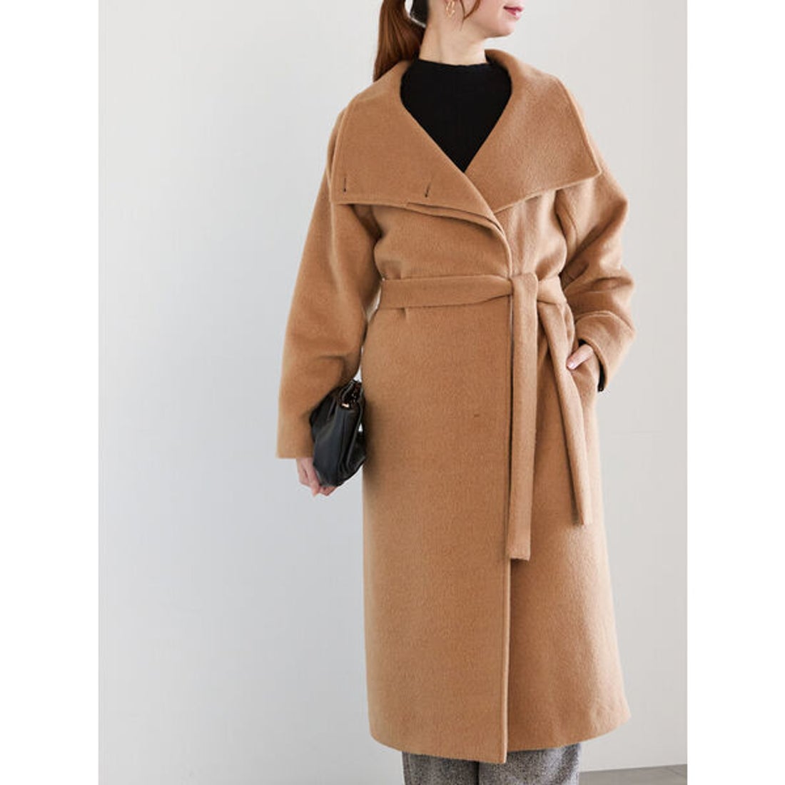 テチチ Te chichi スタンドカラーロングコート （キャメル） -靴