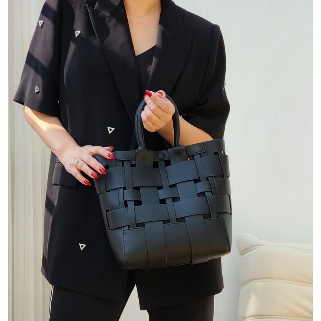 トミエコ Tomieco LEATHER トート/2wayショルダーバッグ 編み込み