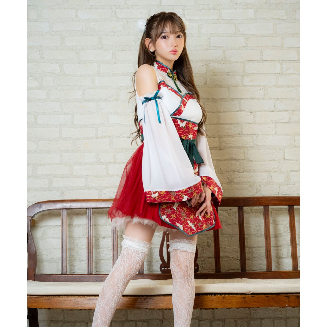 新年特別価格！』和風コスプレ衣装 黒と赤のフレアスリーブ 新年特別