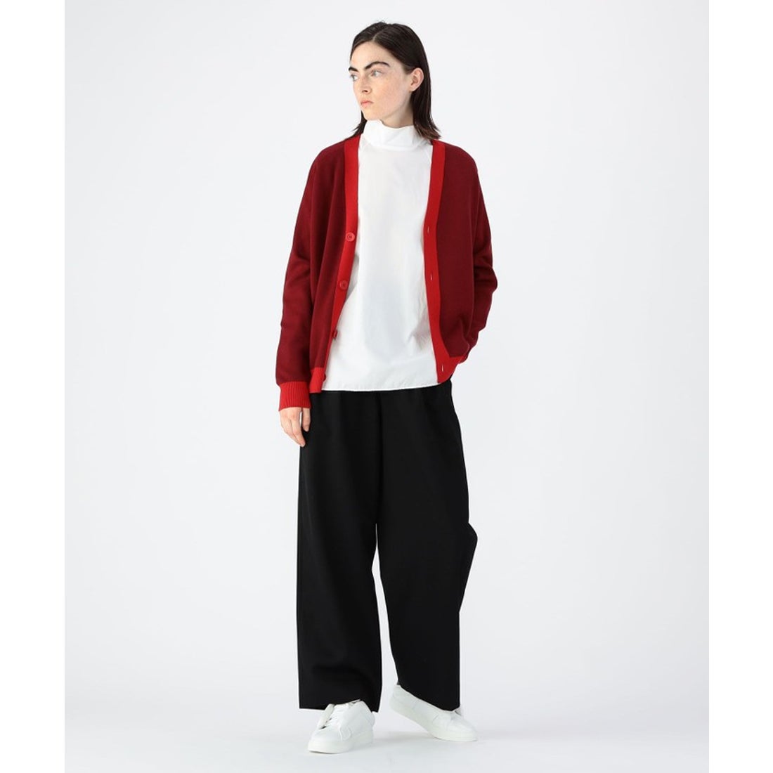 キャバン CABaN CABaN コットンカシミヤ バイカラーVネック