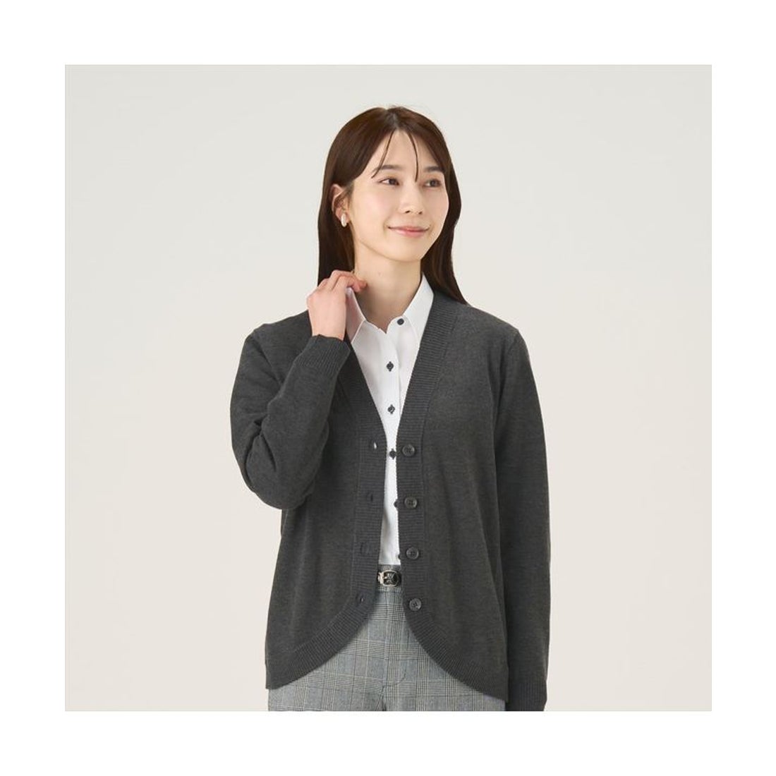 トーキョーシャツ TOKYO SHIRTS 裾丸Vネックニットカーディガン