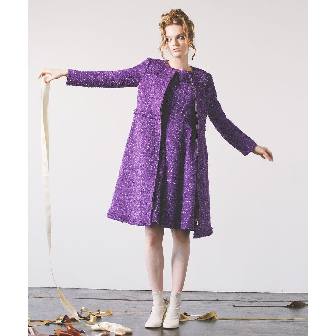 TOCCA SWEET TWINKLE ツイードコート （パープル系） -靴