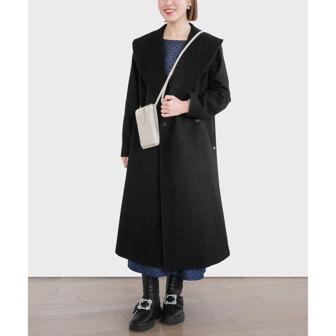 TOCCA LOOFAH ショールカラーウールコート （グレー系） -靴