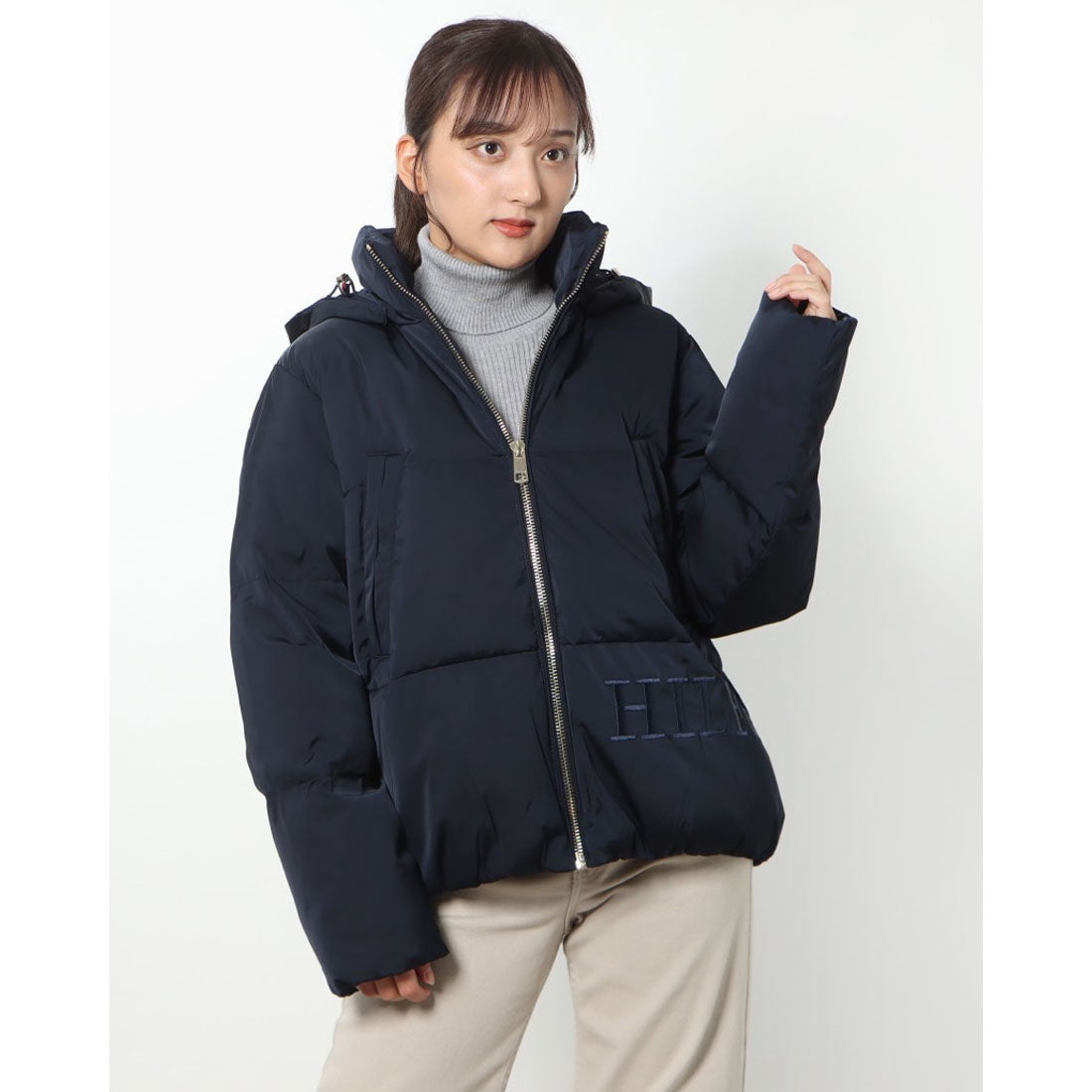 トミー ヒルフィガー TOMMY HILFIGER サテンダウンフーデッド