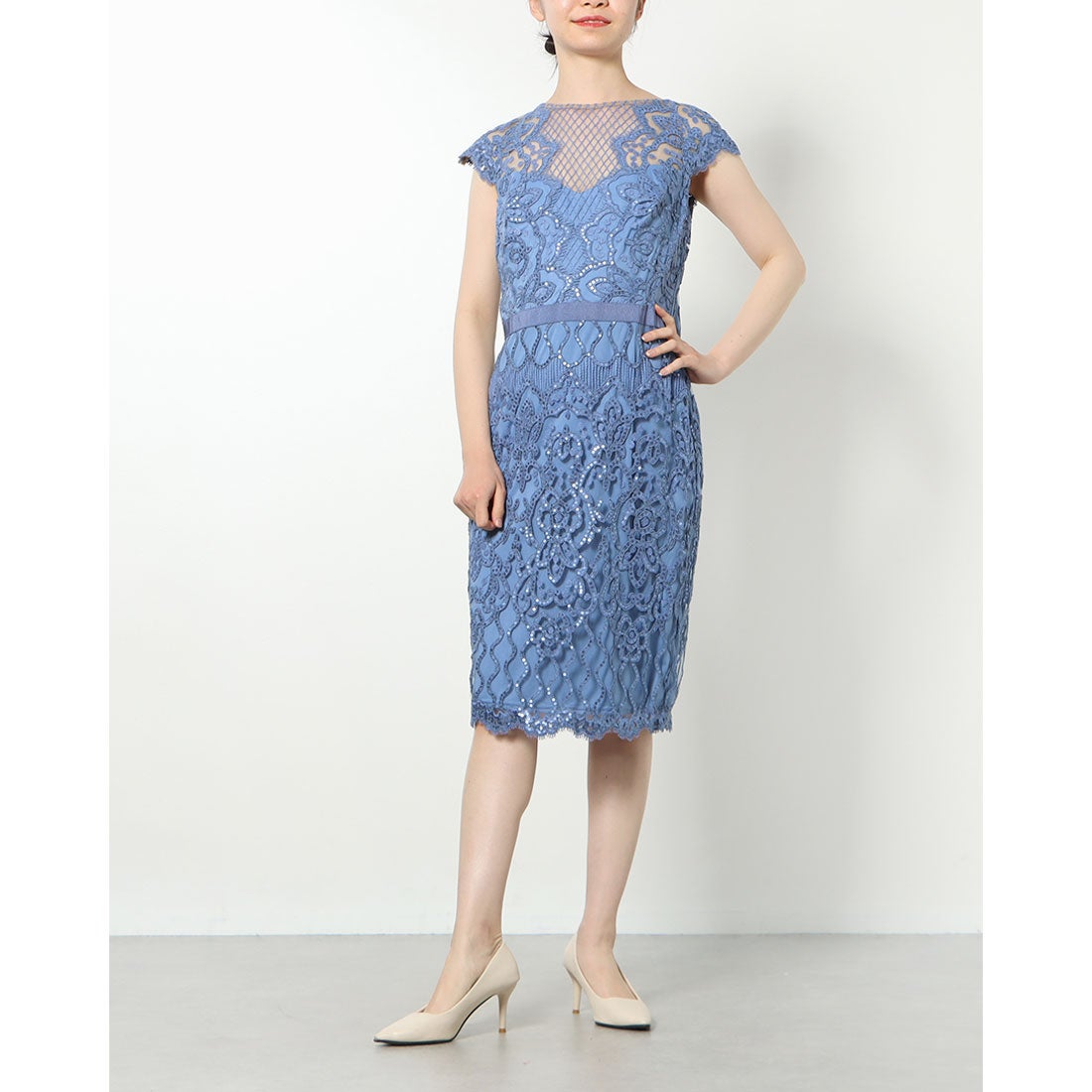 タダシショージ TADASHI SHOJI スパンコール 刺繍 レース カクテル