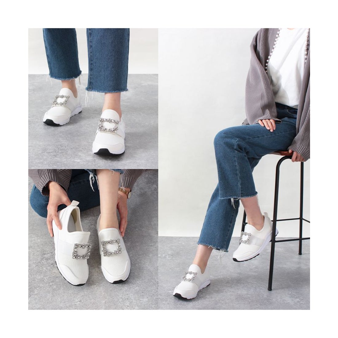 リリオブランコ Lirio blanco スニーカー ビジュー パール レディース