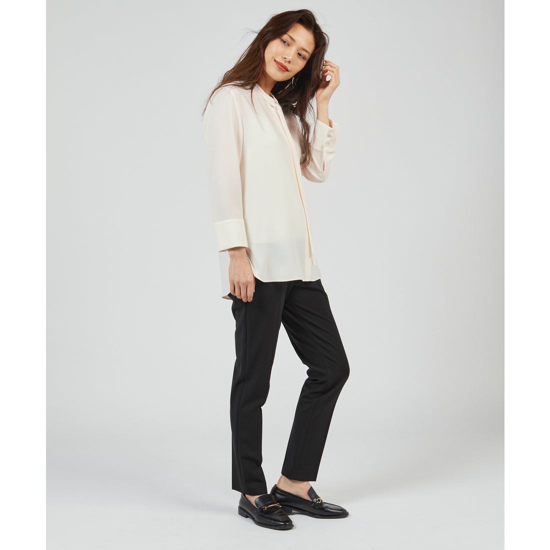 セオリー Theory ブラウス PRIME GGT TIE BLOUSE （オフホワイト