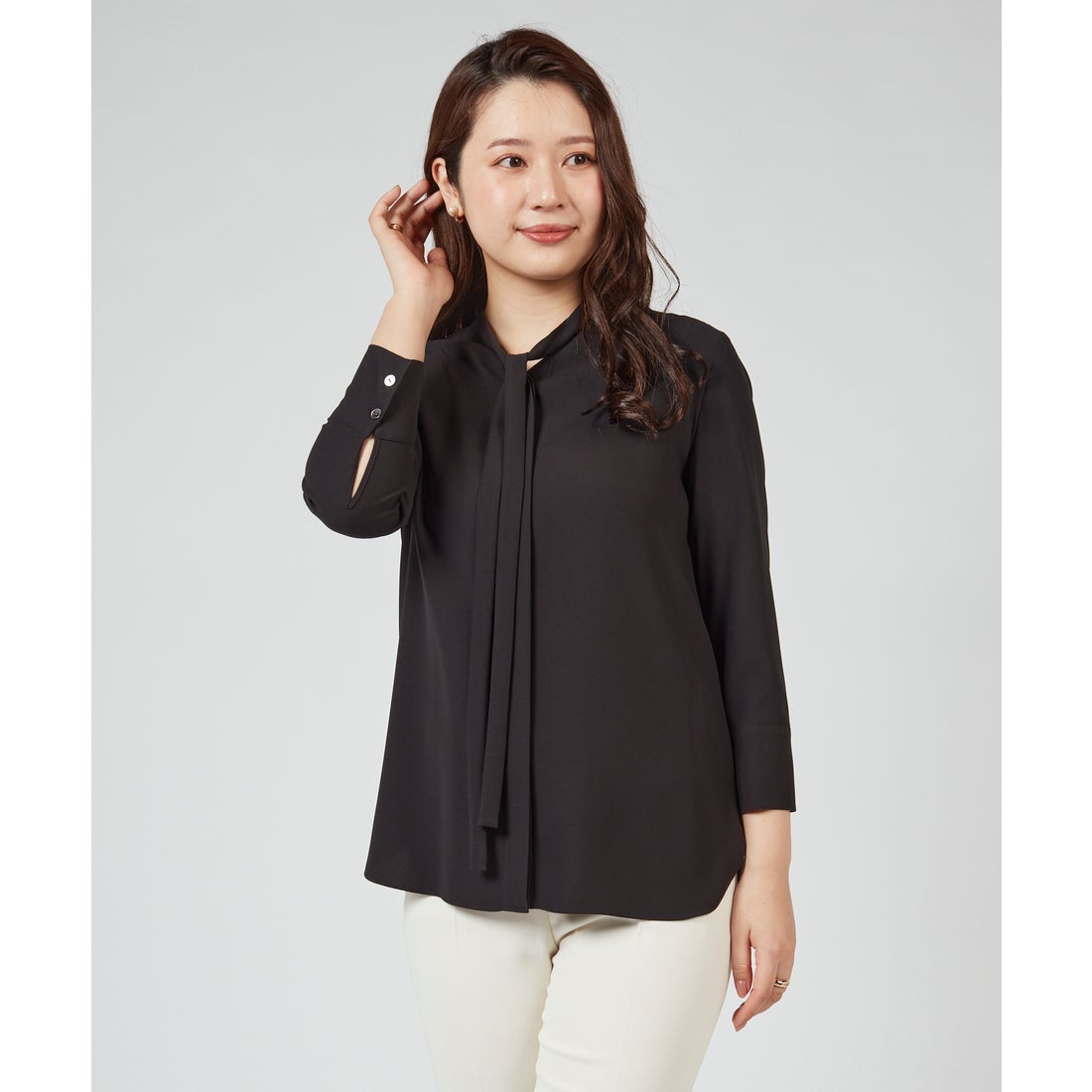 セオリー Theory ブラウス PRIME GGT TIE BLOUSE （ブラック