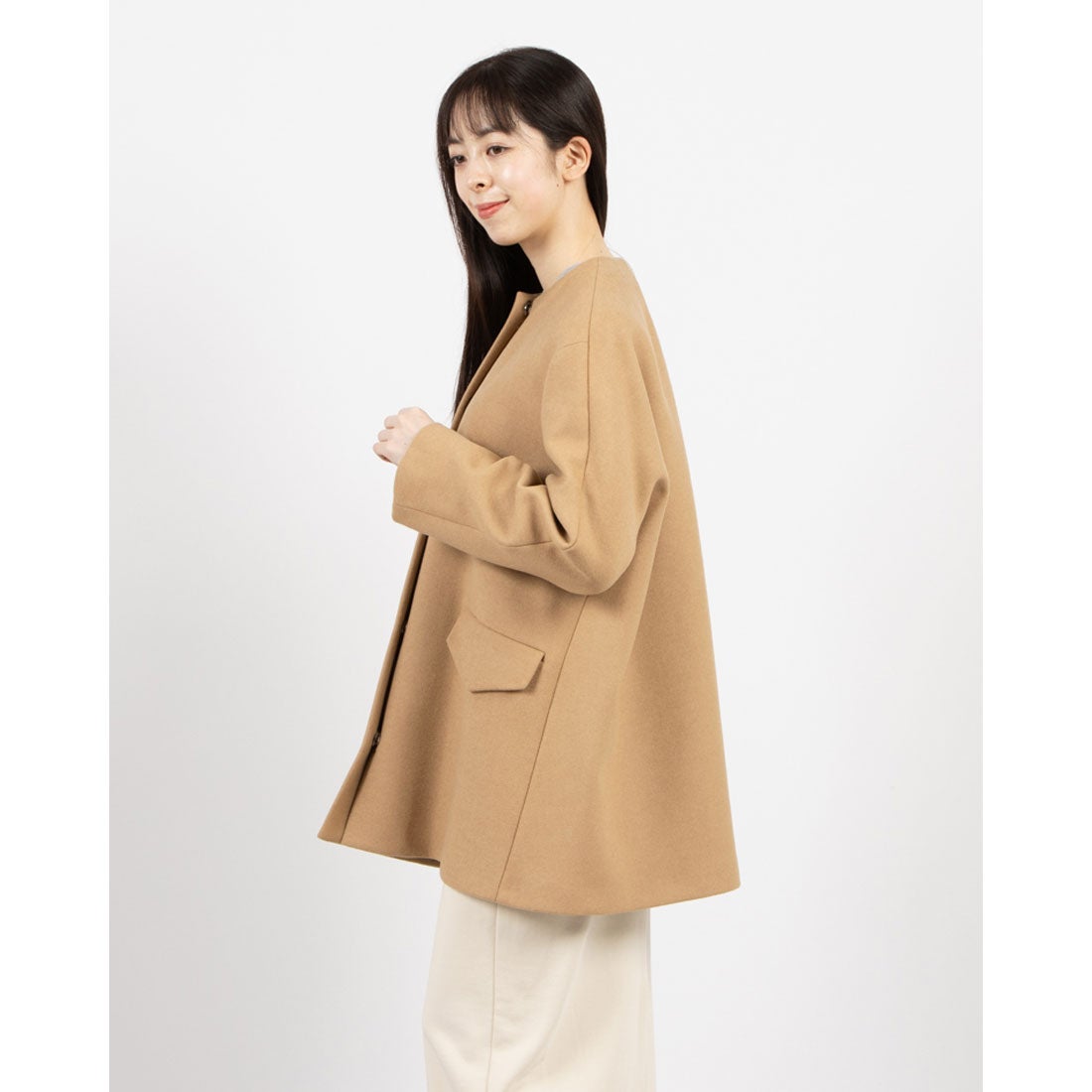 セオリー Theory WOOL MELTON/ CAPE BK COAT （ベージュ） -靴