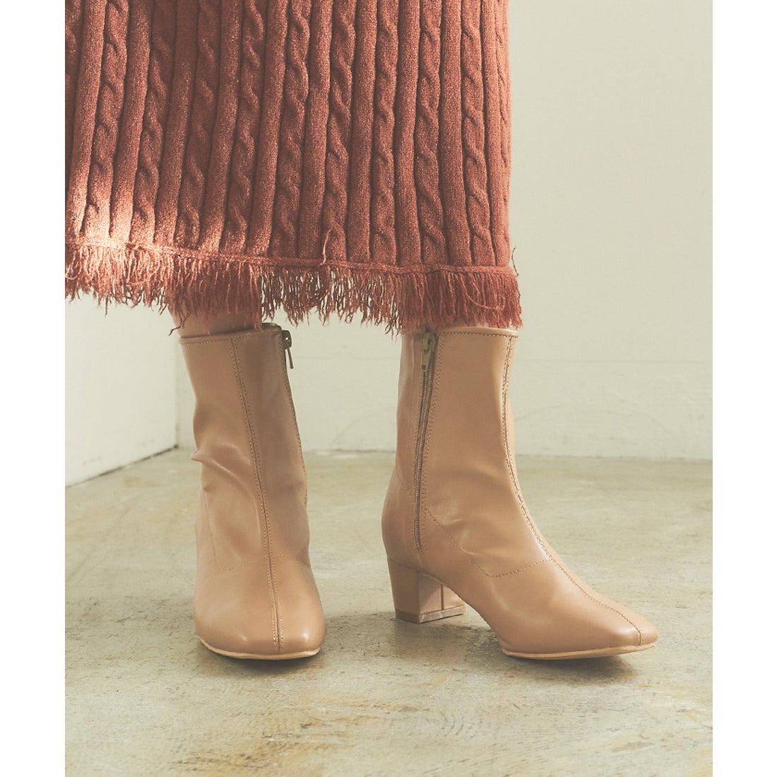 ティティベイト titivate 4.5cmストレッチスクエアトゥブーツ （柄