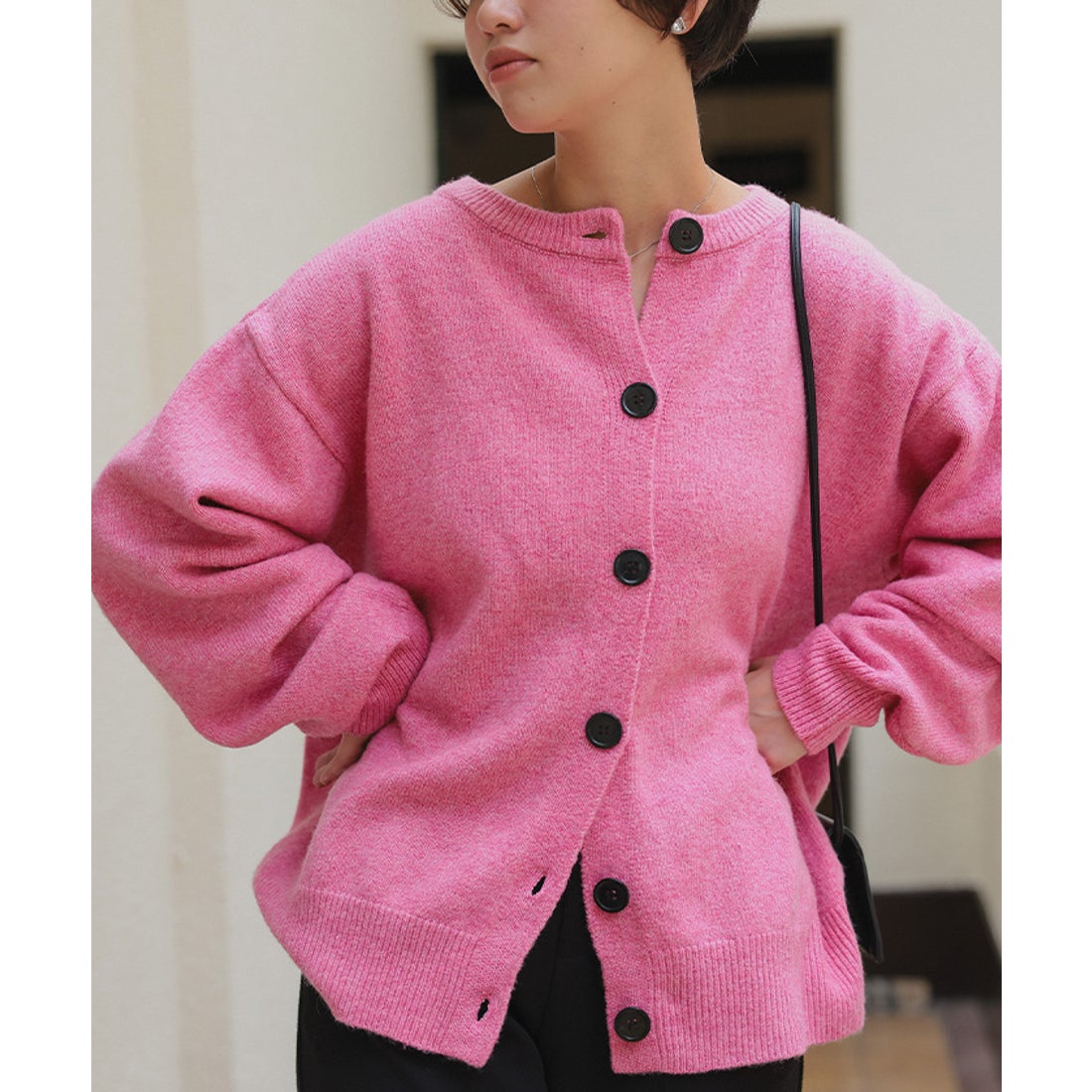 ティティベイト titivate クルーネックオーバーニットカーディガン