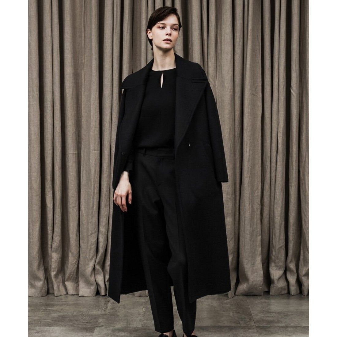 アンタイトル UNTITLED ◇カシミヤリバーガウンコート （タバコ