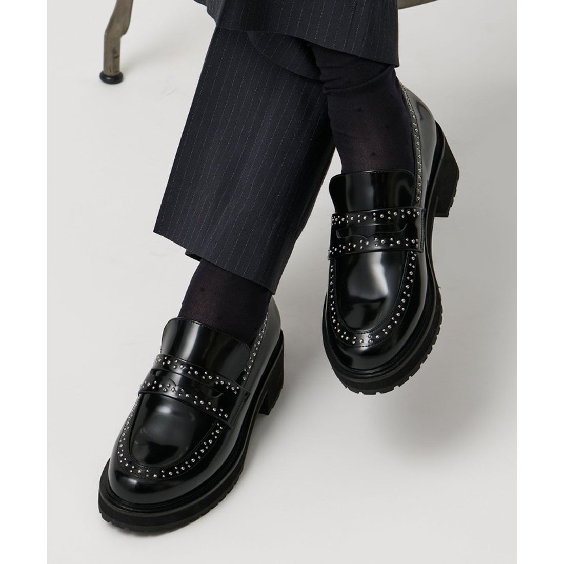 UNITED ARROWS スタッズ ローファー （BLACK） - ファッション通販