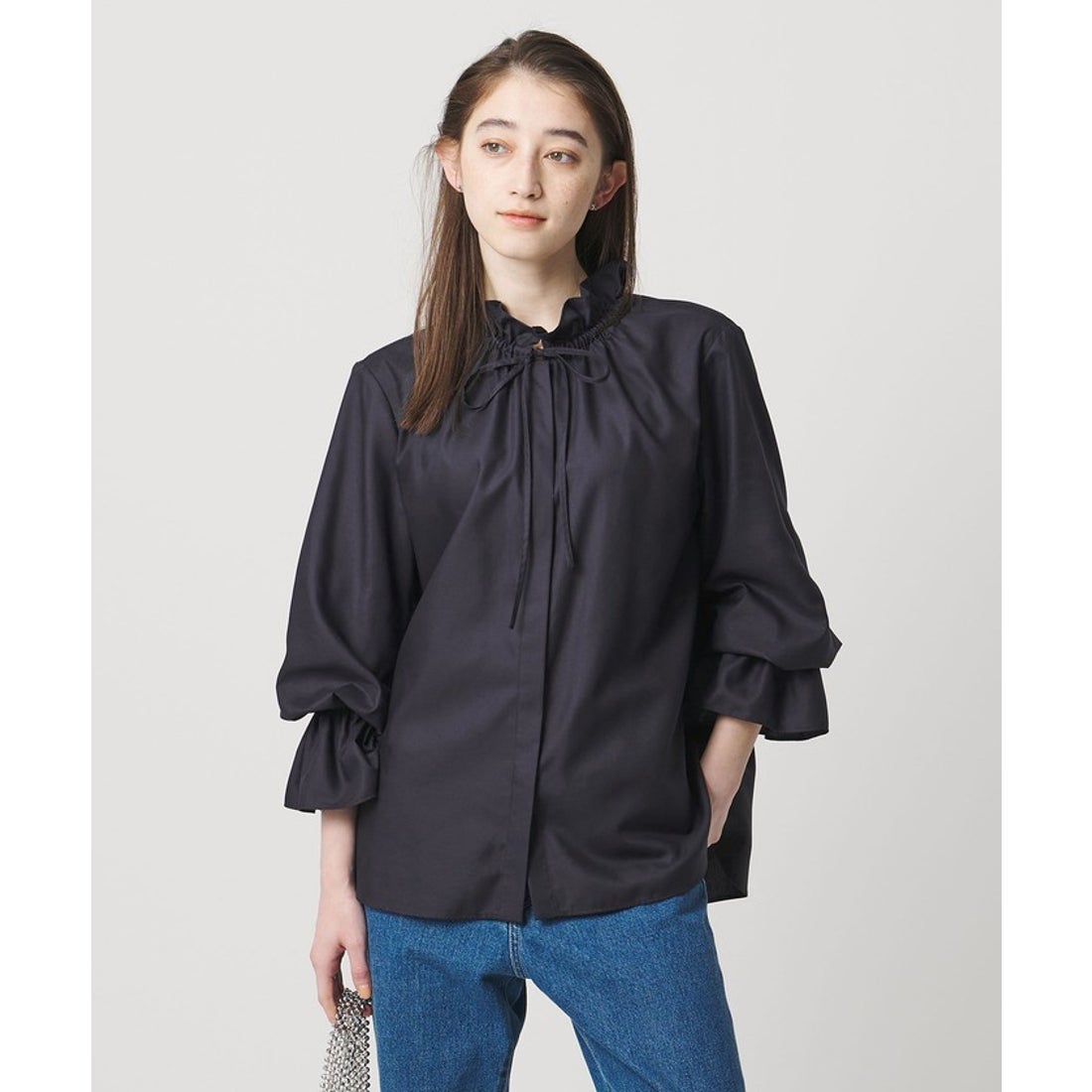 UNITED ARROWS フリルカラー フレアスリーブ ブラウス （OFF WHITE