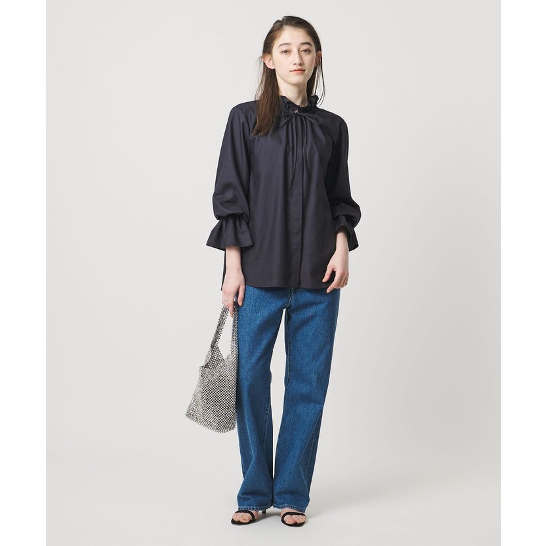 UNITED ARROWS フリルカラー フレアスリーブ ブラウス （OFF WHITE