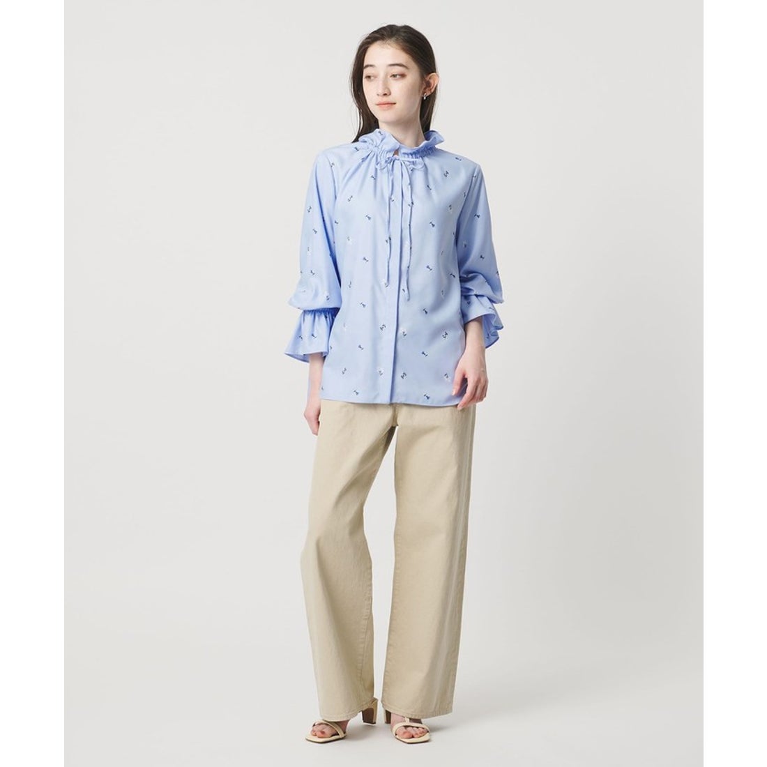 UNITED ARROWS フリルカラー フレアスリーブ ブラウス （OFF WHITE