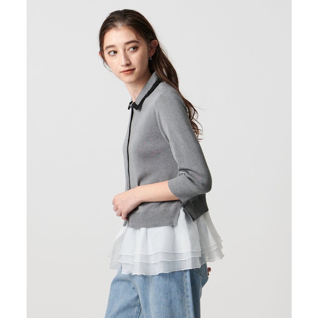 UNITED ARROWS レディー ポロコンビ ニット ウォッシャブル （NAVY