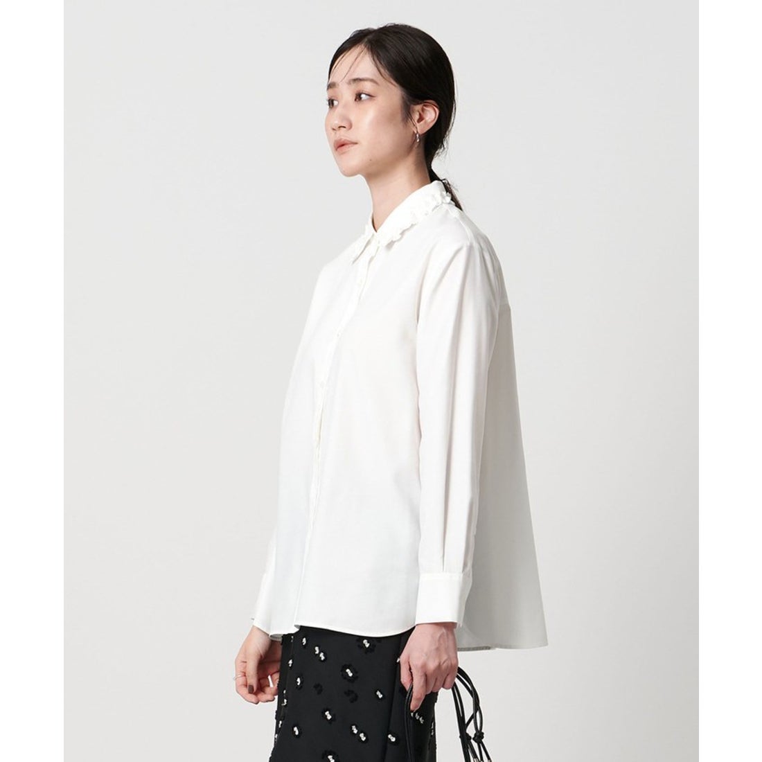 UNITED ARROWS ミニフリルシャツ‐ウォッシャブル‐ （OFF WHITE