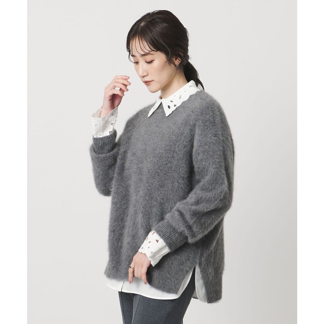 UNITED ARROWS エンブロイダリー カラー シャツ ‐ウォッシャブル