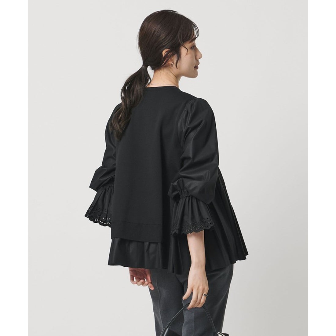 UNITED ARROWS プリーツ コンビ ニット ブラウス ‐ウォッシャブル