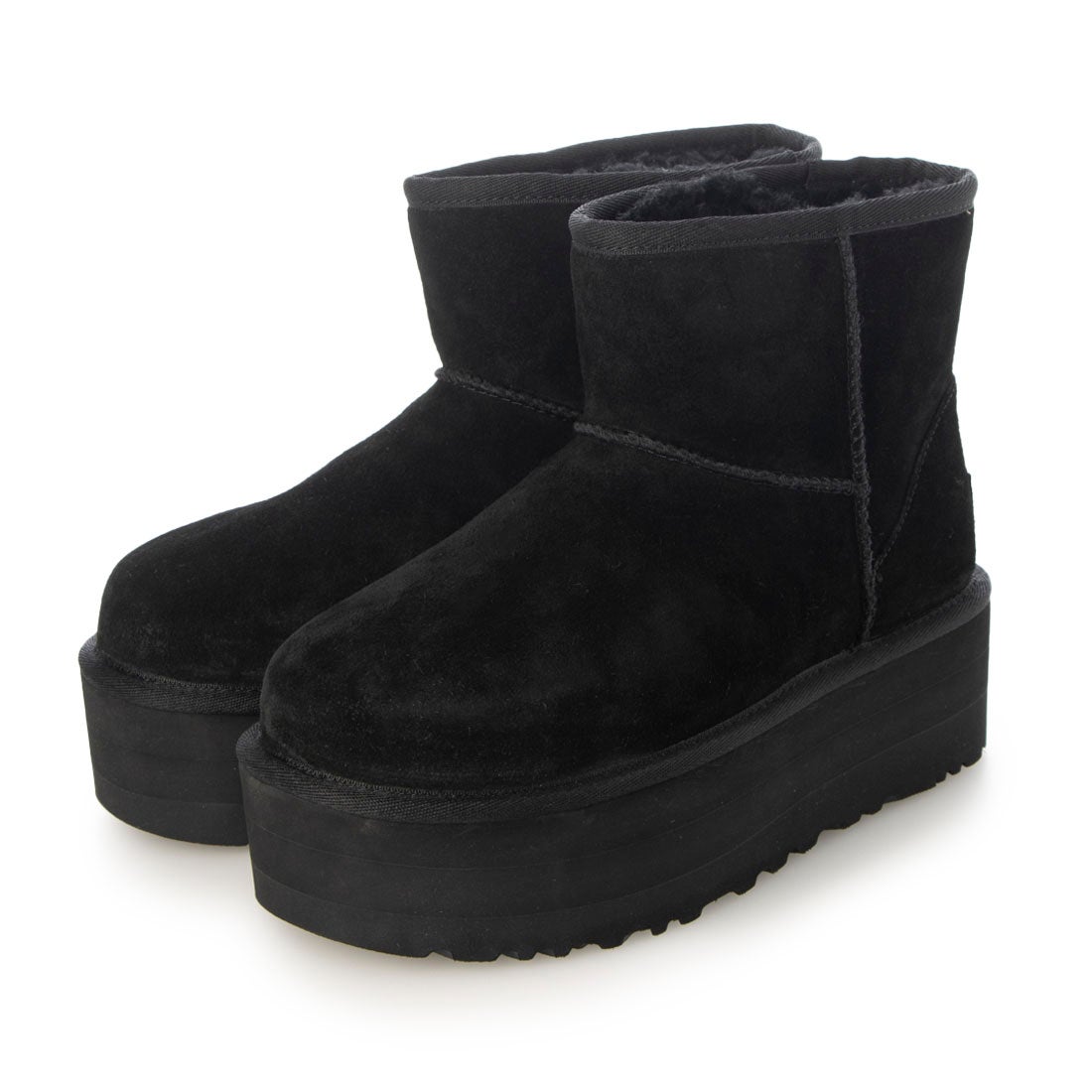 アグ UGG CLASSIC MINI PLATFORM 厚底ムートンブーツ （ブラック