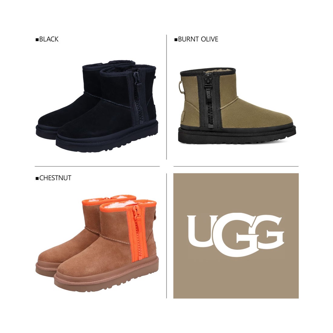 UGG アグ ムートンブーツ クラシック ミニ ジッパー テープ ロゴ