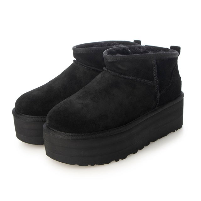 アグ UGG CLASSIC ULTRA MINI PLATFORM 厚底ムートンブーツ （ブラック