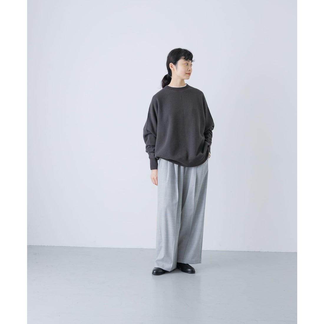 カグレ かぐれ コットンリヨセルスウェットプルオーバー （ネイビー