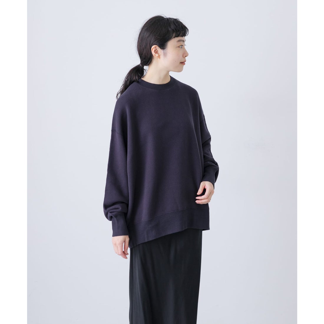 カグレ かぐれ コットンリヨセルスウェットプルオーバー （ネイビー