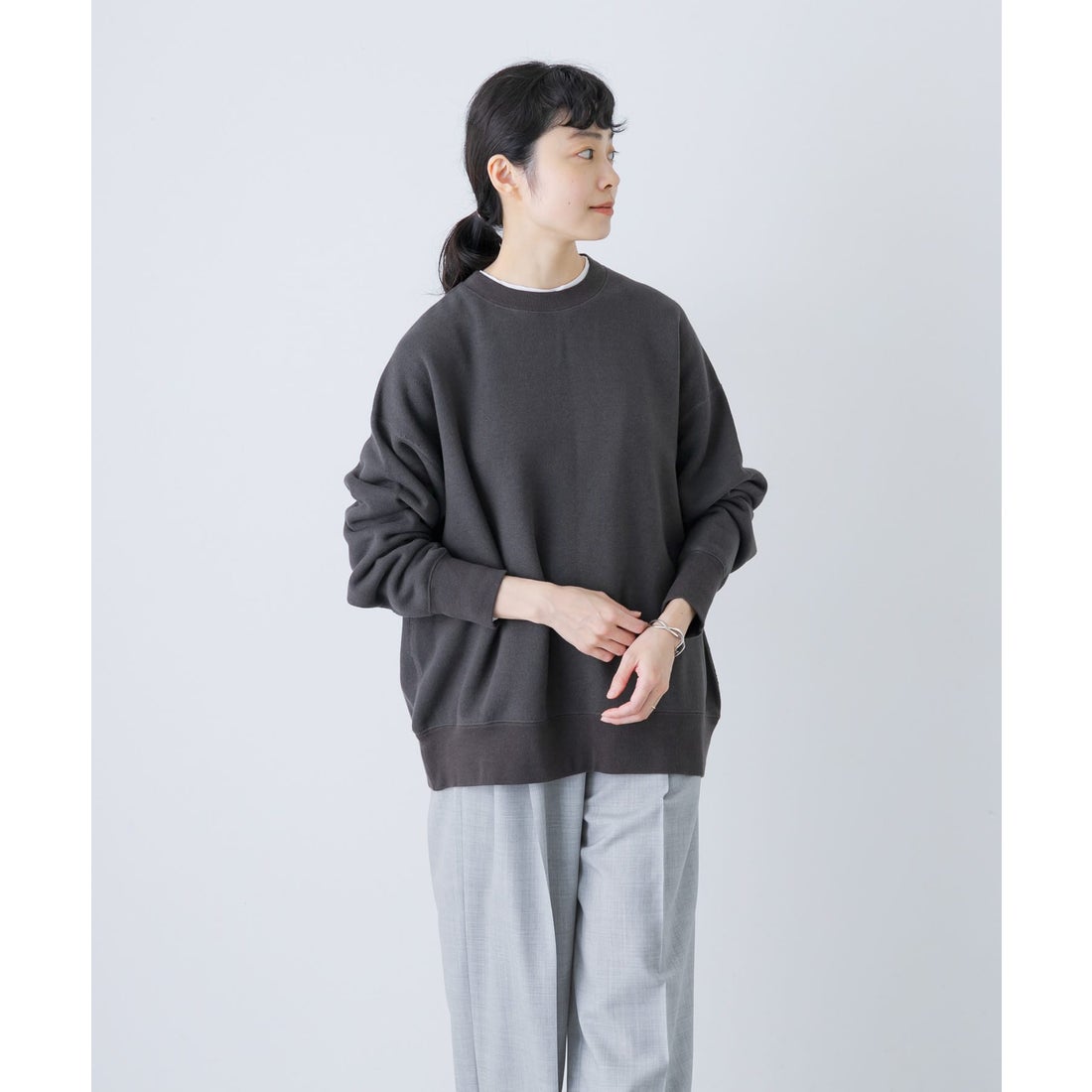 カグレ かぐれ コットンリヨセルスウェットプルオーバー （ネイビー