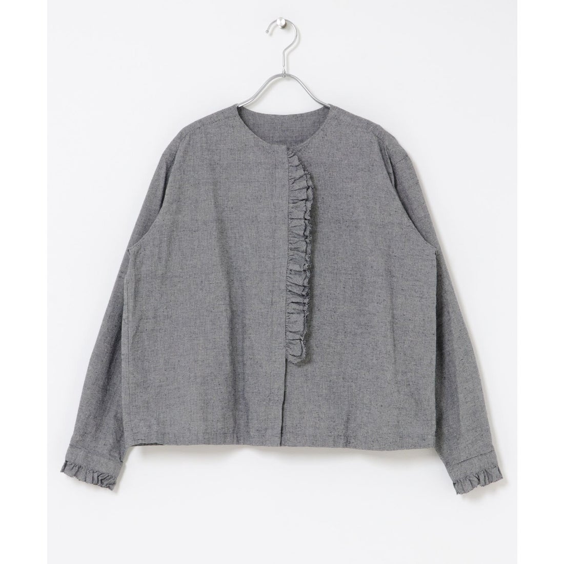 カグレ かぐれ コットンシルクフリルブラウス （チェック