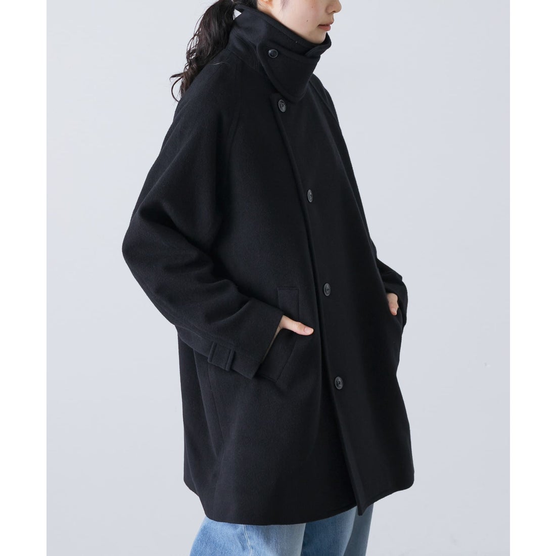 カグレ かぐれ ウールシングルPコート （ネイビー） - ファッション