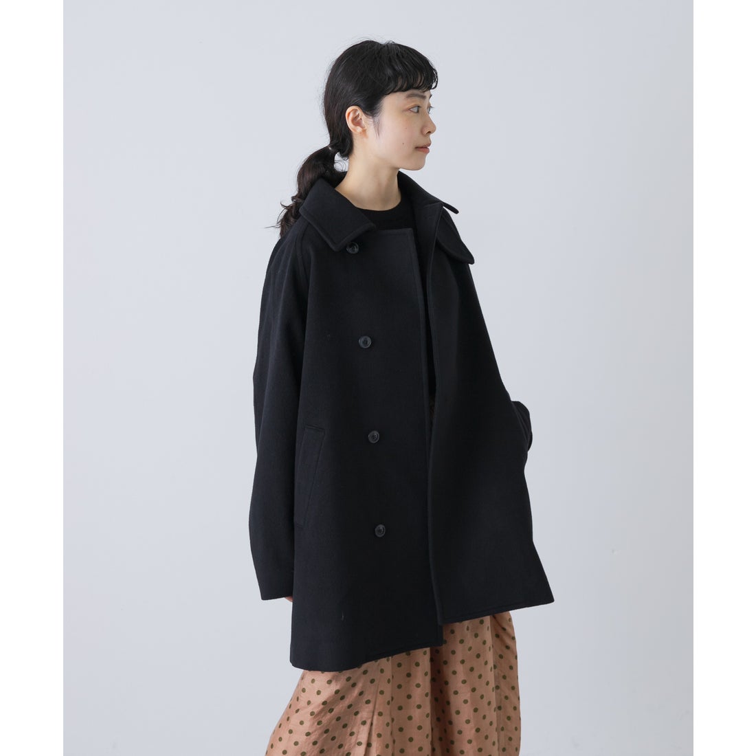 カグレ かぐれ ウールシングルPコート （ブラック） - ファッション