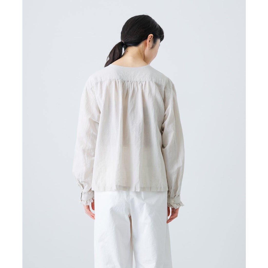 カグレ かぐれ コットンリネンワッシャーフリルブラウス （L.GRAY