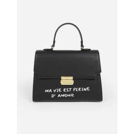 ヴァン Vin メッセージプリント2wayスクエアバッグ （ブラック） -靴