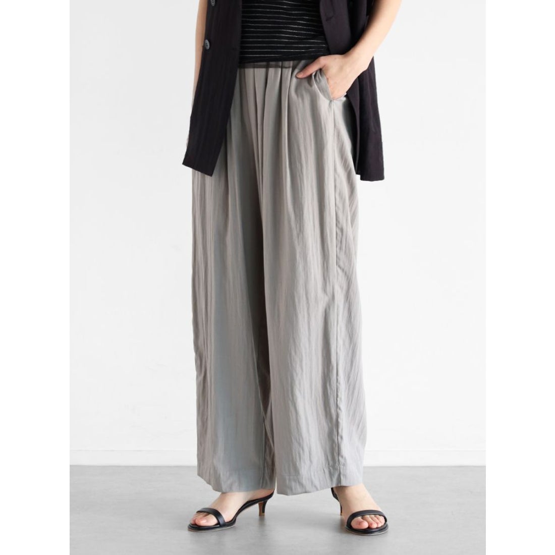 ヴァン Vin ウエストシャーリングワイドパンツ （モカ
